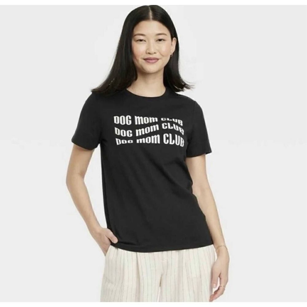 NWT Womens Zoe + Liv Dog Mom Club Black Graphic Tee Shirt - Sz M